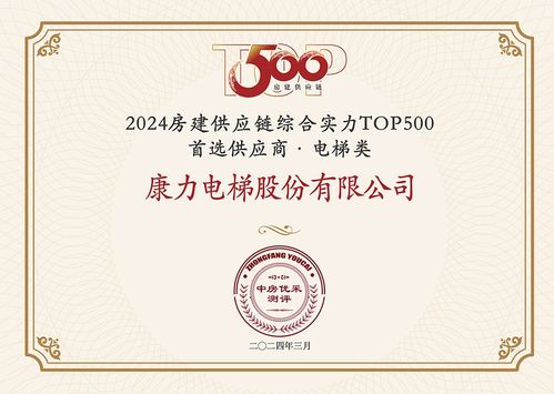 康力电梯再获行业殊荣 荣膺房建供应链企业综合实力TOP500首选安装工程类品牌·电梯类十强